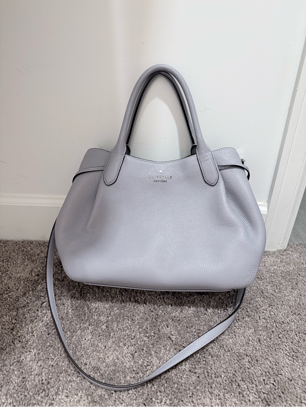 kate spade Pebbled Leather Satchel in Light Gray